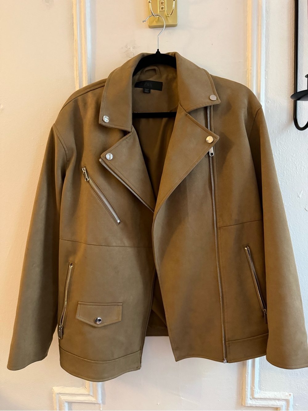 Zara women’s suede biker jacket